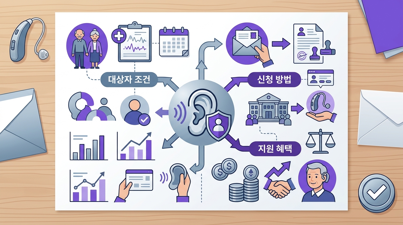 화성시 노인 보청기 지원 사업의 대상 조건과 난청 기준을 상세하게 안내하는 가이드입니다. 거주 요건과 소득 기준을 확인하고 대상자가 지원을 받기 위해 필요한 핵심 준비 사항을 정리하였습니다.